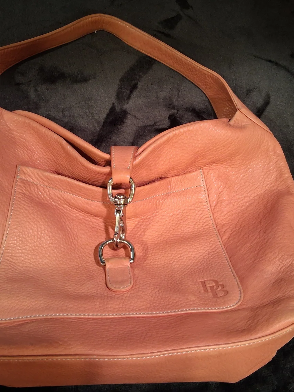 Dooney And Bourke Leather Hobo Shoulder Bag in Peach And Wristlet